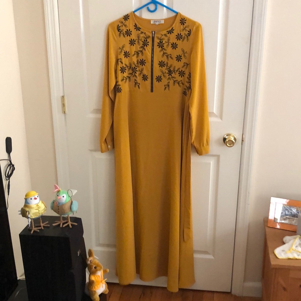 Embroidered Mustard Maxi Dress - Brand: SABA